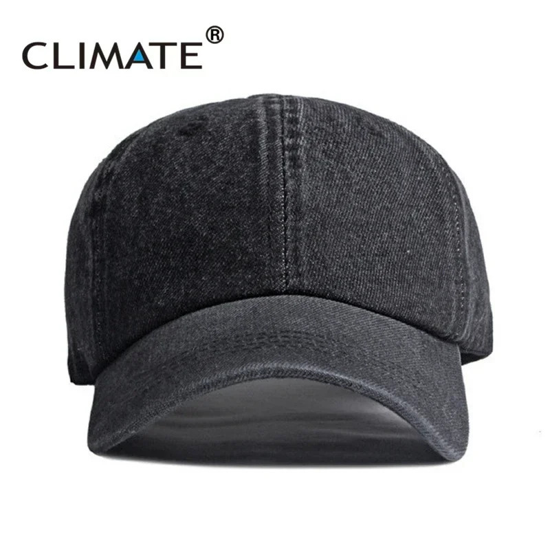 CLIMATE Mens Denim Baseball Cap Hat Blank Dad Caps Cool Casual Jeans Wear for Men 250311