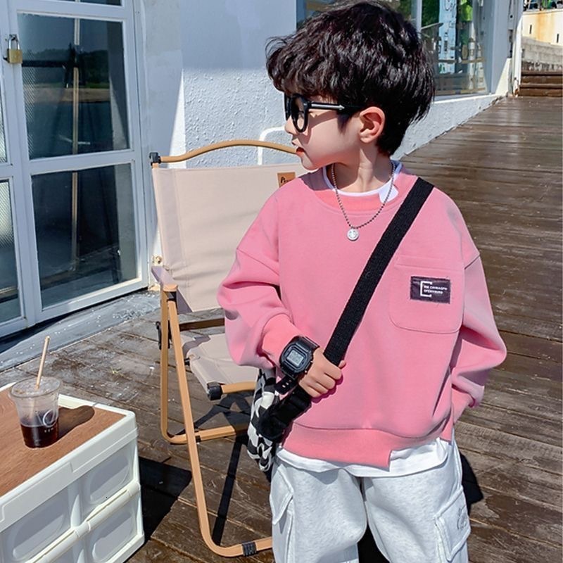 Ddmyshoesvip Boys Hoodie For Spring And Autumn New Style Children S Long Sleeved T Shirt Fake Two Piece Outfit Handsome Korean Fashion Brand Top