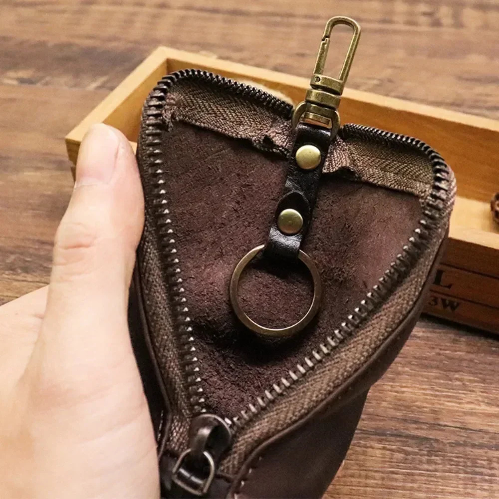 Arrival Men Genuine Leather Key Bag Chain Holder Fashion Zipper Home Storage Double Pack Car for Man 250311