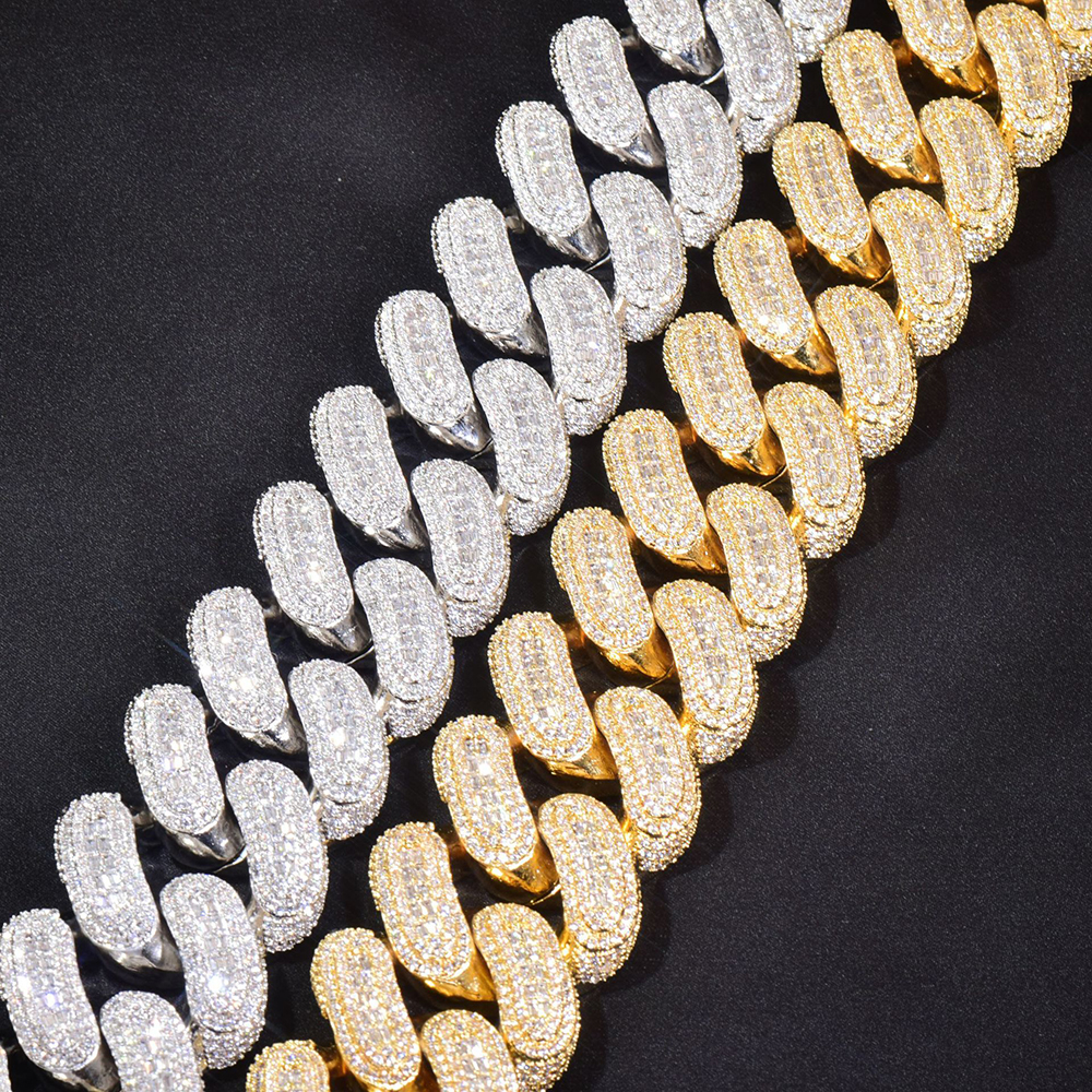 High Quality 28mm Hip Hop Cuban Chain Necklace Bling 5A T Zircon Real Gold Plated Men Hearvy Jewelry