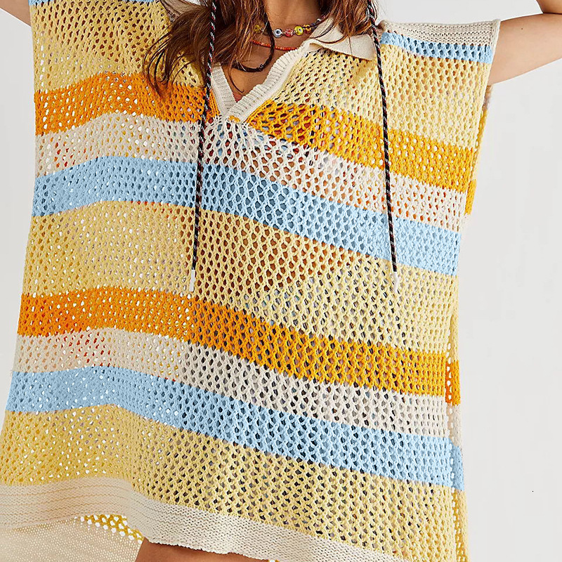 New Cut Out Loose And Sexy Beach Bikini Cover Up Swimsuit With A Long Top