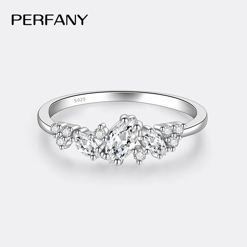 PERFANY 058CT Marquise Cut Womens Ring S925 Pure Silver Laboratory Cultivated Diamond Fashion n Jewelry 250213
