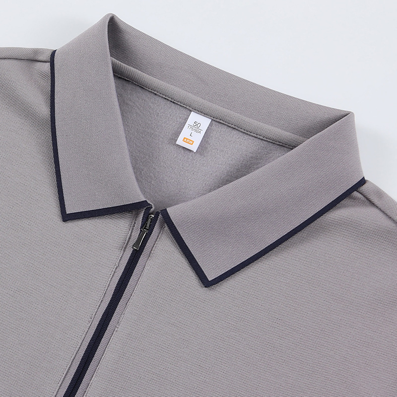 tracksuit Long sleeved polo shirt business casual trendy zipper autumn and winter thin velvet brushed men's youth knitted T-shirt