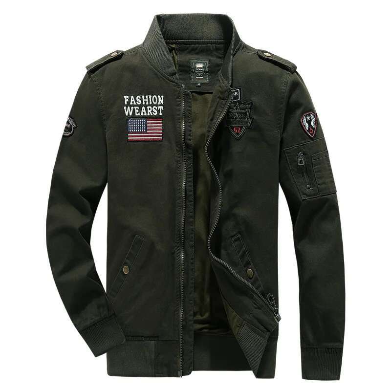 Spring And Autumn Outdoor Stand Up Collar American Retro Loose Wear Resistant Cotton Work Clothes Ma1 Pilot Jacket