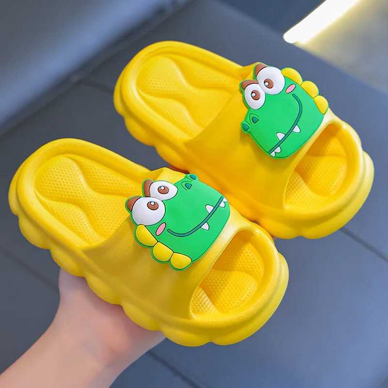 Summer Children Slippers Cartoon Anti-Slip Soft-Soled Dinosaur Sandal Boys Girls Baby Home Bathroom Casual ShoesT250311