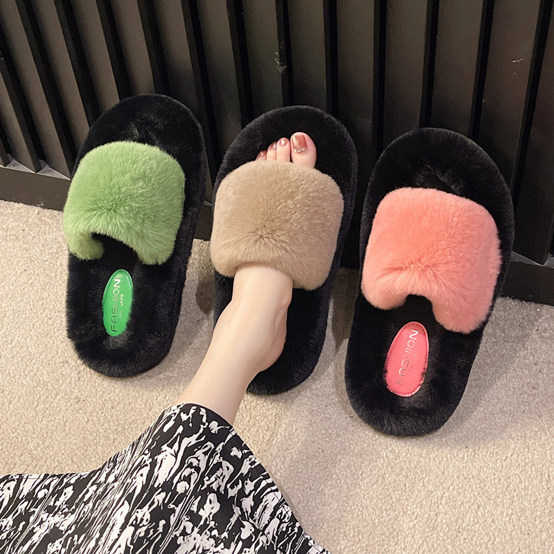2025 Summer And Autumn Seasons Thick Soled Real Fur Multifunctional Outdoor Leisure Vacation Slippers Fashionable Designer Lazy Style Sandals Hairy Sl