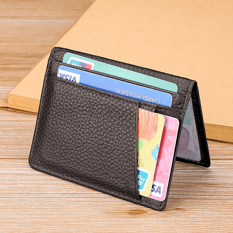 Top-tier cow pickup bag ultra-thin cowhide card case anti-theft card case for men 240724