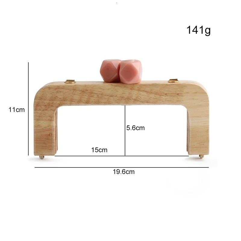 1 Macaron candy colored wallet solid wood handle frame retro messenger bag curled resin head gold DIY 250311