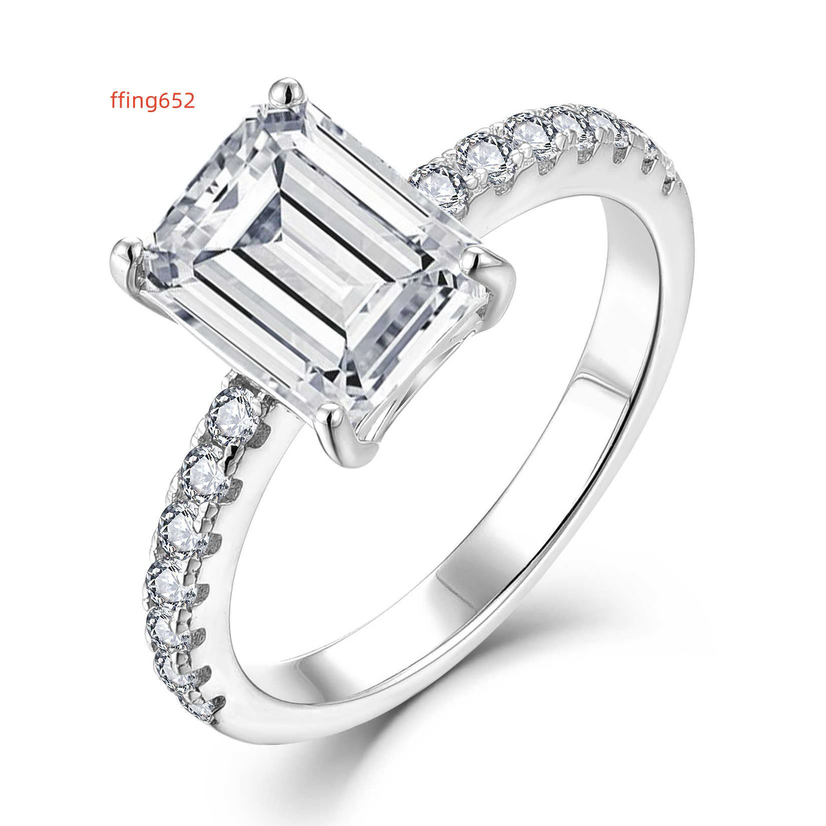 Luxury Dainty 925 Silver Diamond Ring Emerald Cut Iced Out VVS Moissanite Ring for Women Wedding Engagement Jewelry