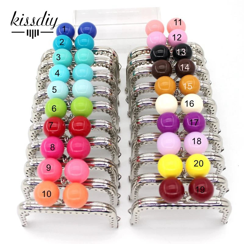 KISSDIY 10 pieces 85cm large candy bead metal wallet holder square smooth silver lace coin kiss buckle accessory 250311
