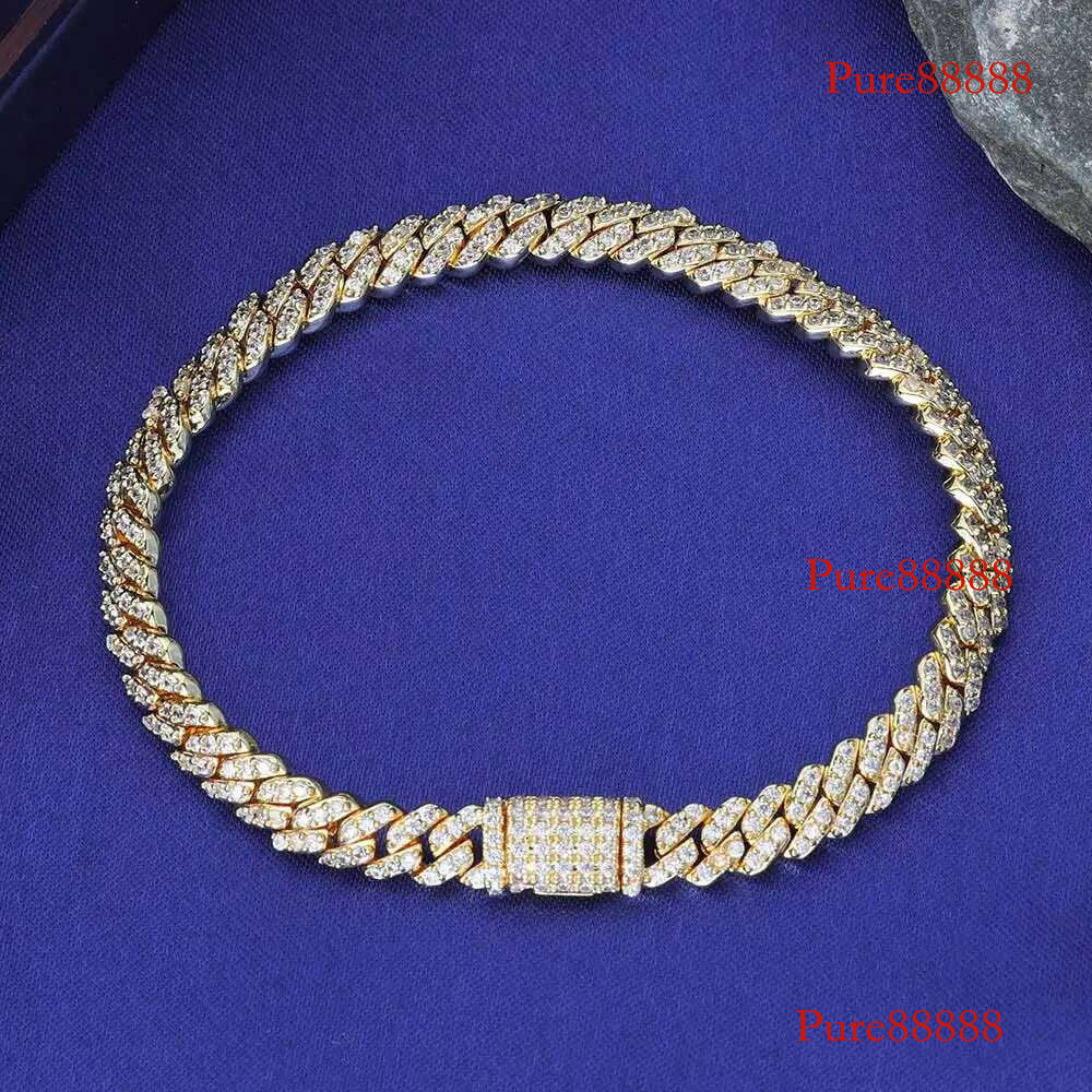 Christmas Gift Women's Customized Iced Sterg Sier 6mm k Chain VVS Moissanite One Row Dia Cuban Necklace