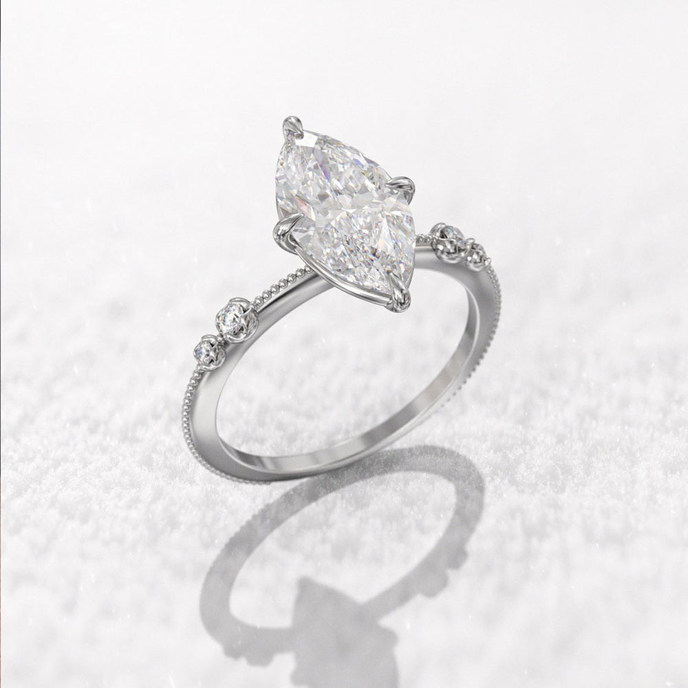 Choucong Ins Top Sell Wedding Rings Vintage Jewelry 925 Sterling Silver 18K Gold Fill Marquise Cut White Lab Moissanite Diamond Lady Women Engagement 
