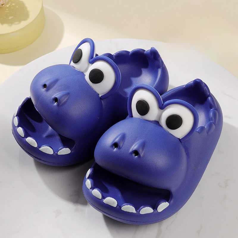 Kids Summer Slippers Boys Girls Shoes 3D Cute Cartoon Dinosaur Slippers Antiskid Thick Bottom Children Light Beach Play SandalsT250311
