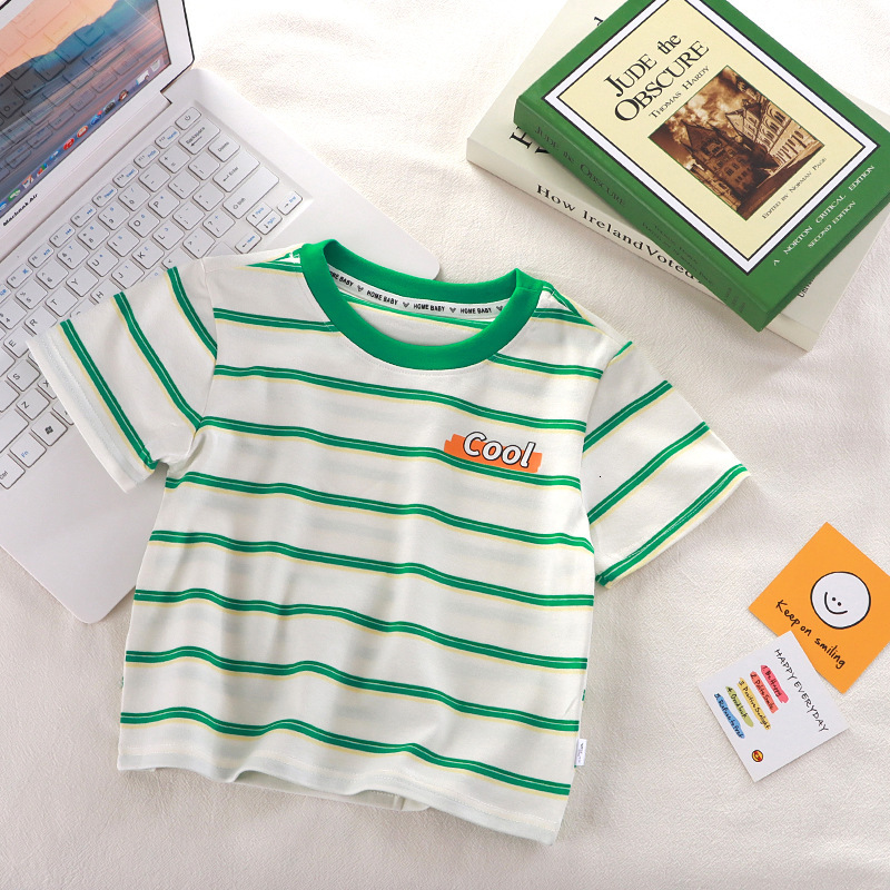 Ddmyshoesvip New Children S Wear Short Sleeved T Shirt Made Of Pure Cotton Class A Boys Summer Mid Size Striped Half Sleeves