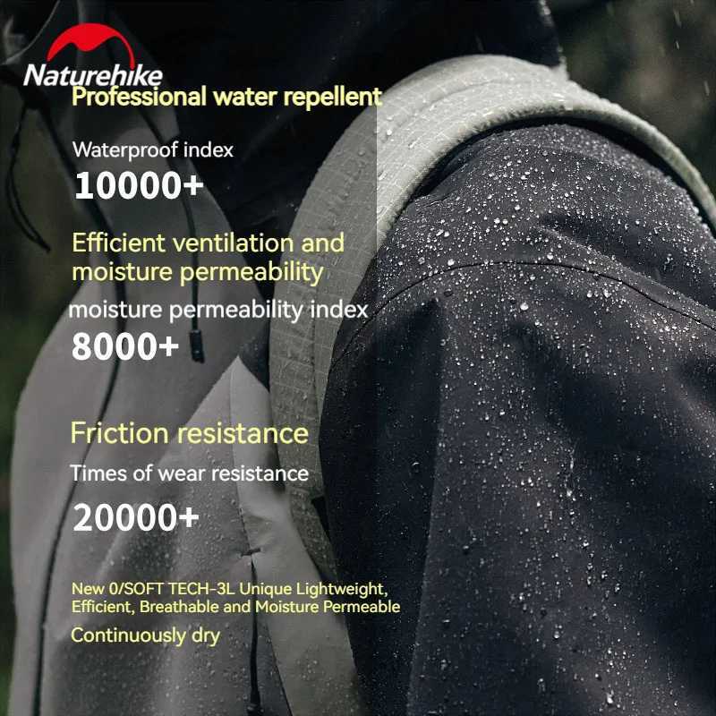 Naturehike Waterproof Hooded Jacket Climbing Clothes Hardshell Coat Patchwork Outer Protective Layer Camping Windbreaker HikingT250311