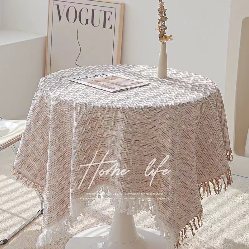 White Premium Coffee Table Round Table Tablecloth Bedside Table Book Tablecloth