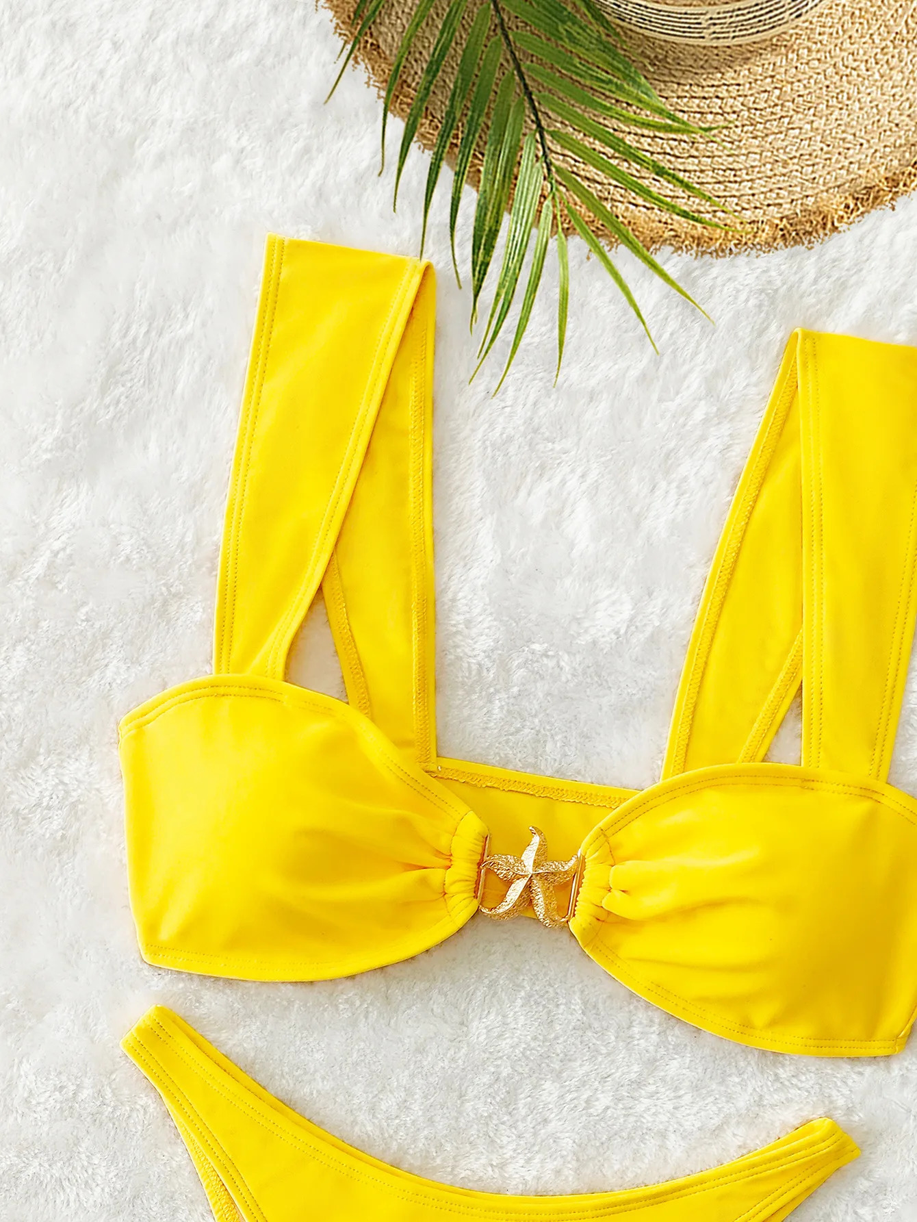 Sexy starfish two piece bikini womens swimsuit yellow Brazilian set Biquini beachwear 250310