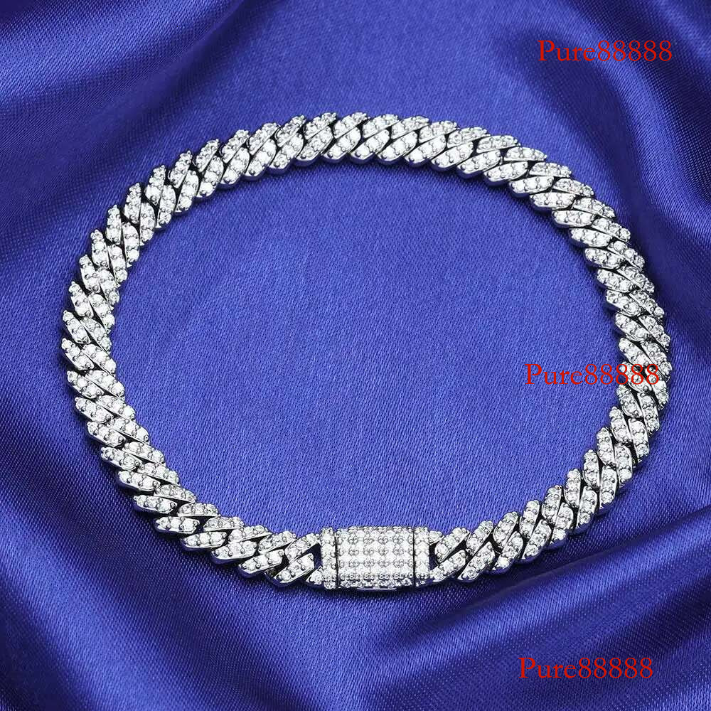 Christmas Gift Women's Customized Iced Sterg Sier 6mm k Chain VVS Moissanite One Row Dia Cuban Necklace