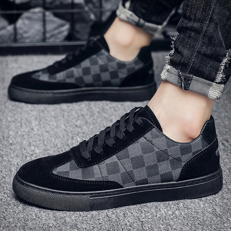 Board Men's Board Low Cut Plaid Lace Up Casual Shoes, Versatile Shoes For Men Trendy Men