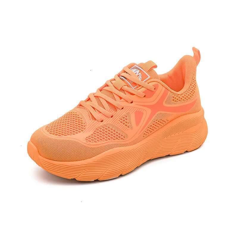 2025 New Model 2025 New Model Women Mesh Orange Breathable Sneakers Platform Sole Ladies Thick Bottom Spring Summer Lightweight Sports Shoes