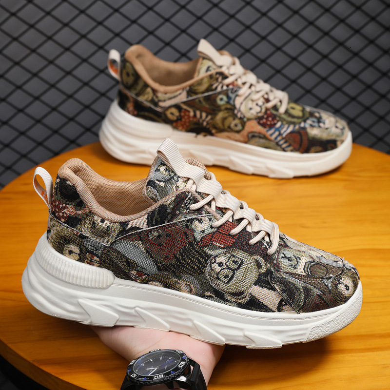 2025 Men's Breathable Fabric Sports Shoes Designer Fashionable And Casual Thick Soled High Top Shoes Low Top Lace Up Sports Men's Board Shoe