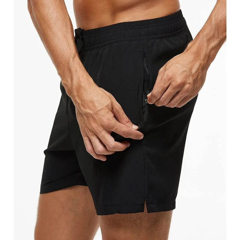 Summer Mens Swim Trunks Beach Shorts Elastic Closure Quick Dry Short Pants With Zipper Pockets 250310