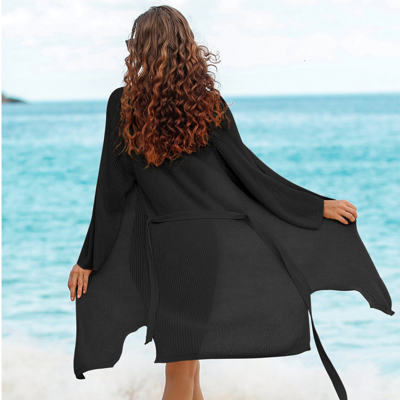 Swimsuit Jacket, Sun Protection Clothing, Sexy Cardigan, Mid To Long Knitted Outer Layer, Beach Bikini Cover Shirt