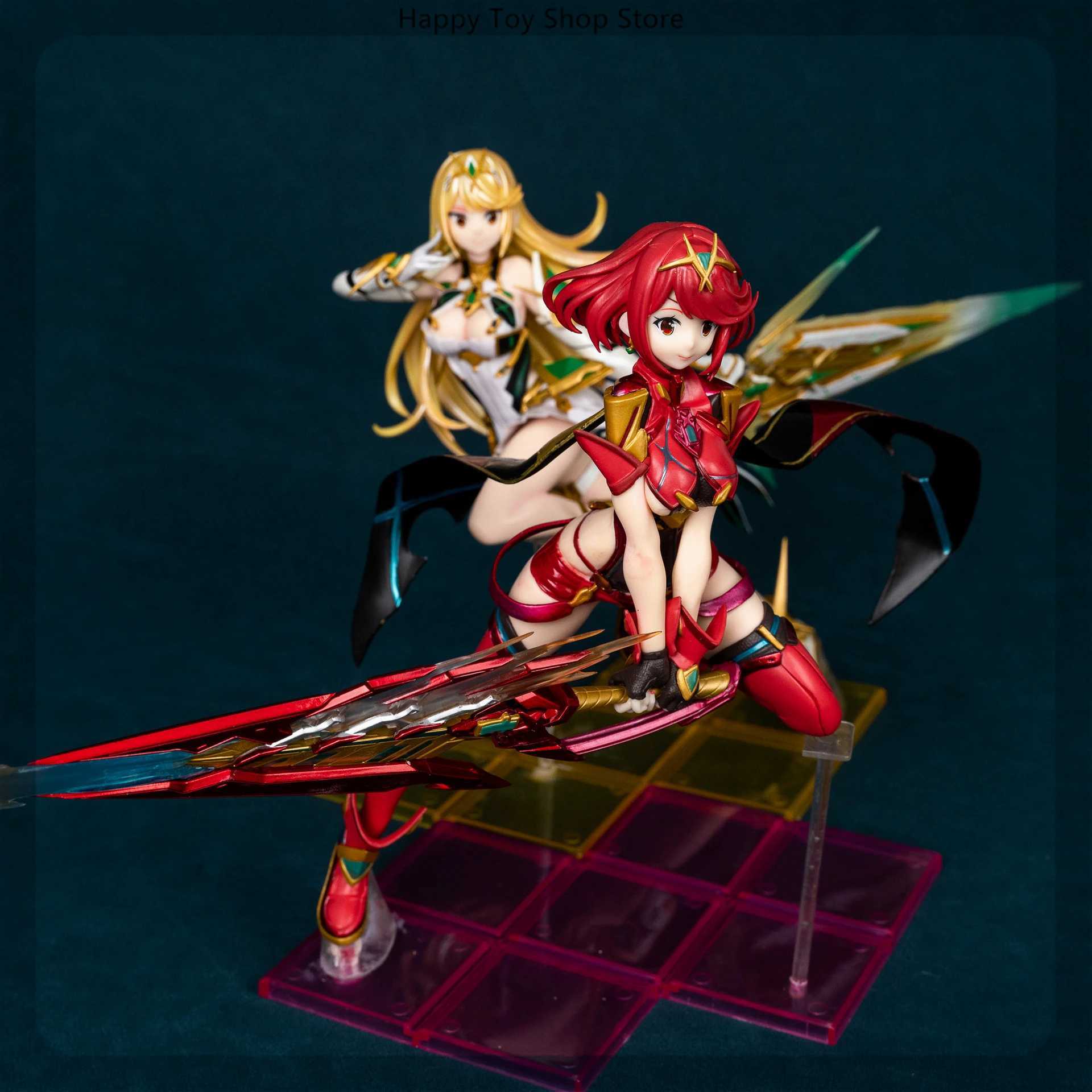 22cm Xenoblade Chronicles 2 Pyra And Mythra Game Girl Figure Model Statue Boys Collection Desktop Decoration Ornament Toys GiftsXJ250311
