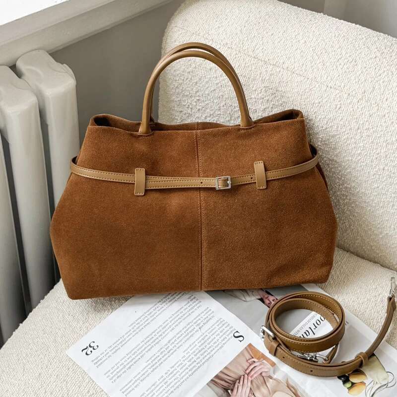 Genuine Leather Suede Tote Big Bags For Women Designer Handbag And Purse New In Vintage Commuting Shoulder Crossbody