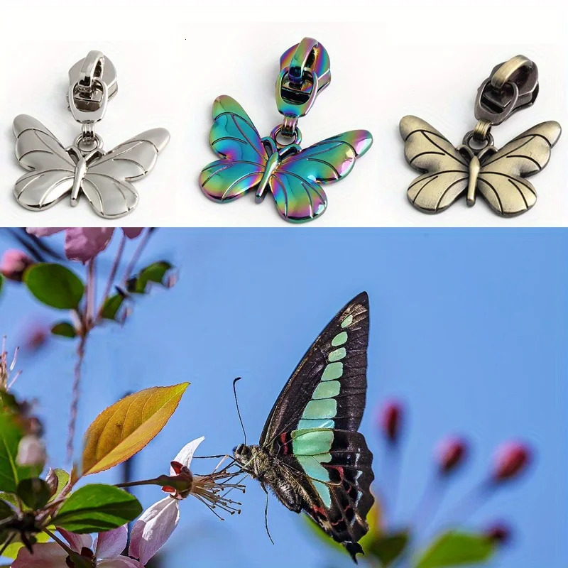5PCS 40mm 5# nylon butterfly zipper puller handbag jacket bag wallet clothing metal detachable sewing slider 250311