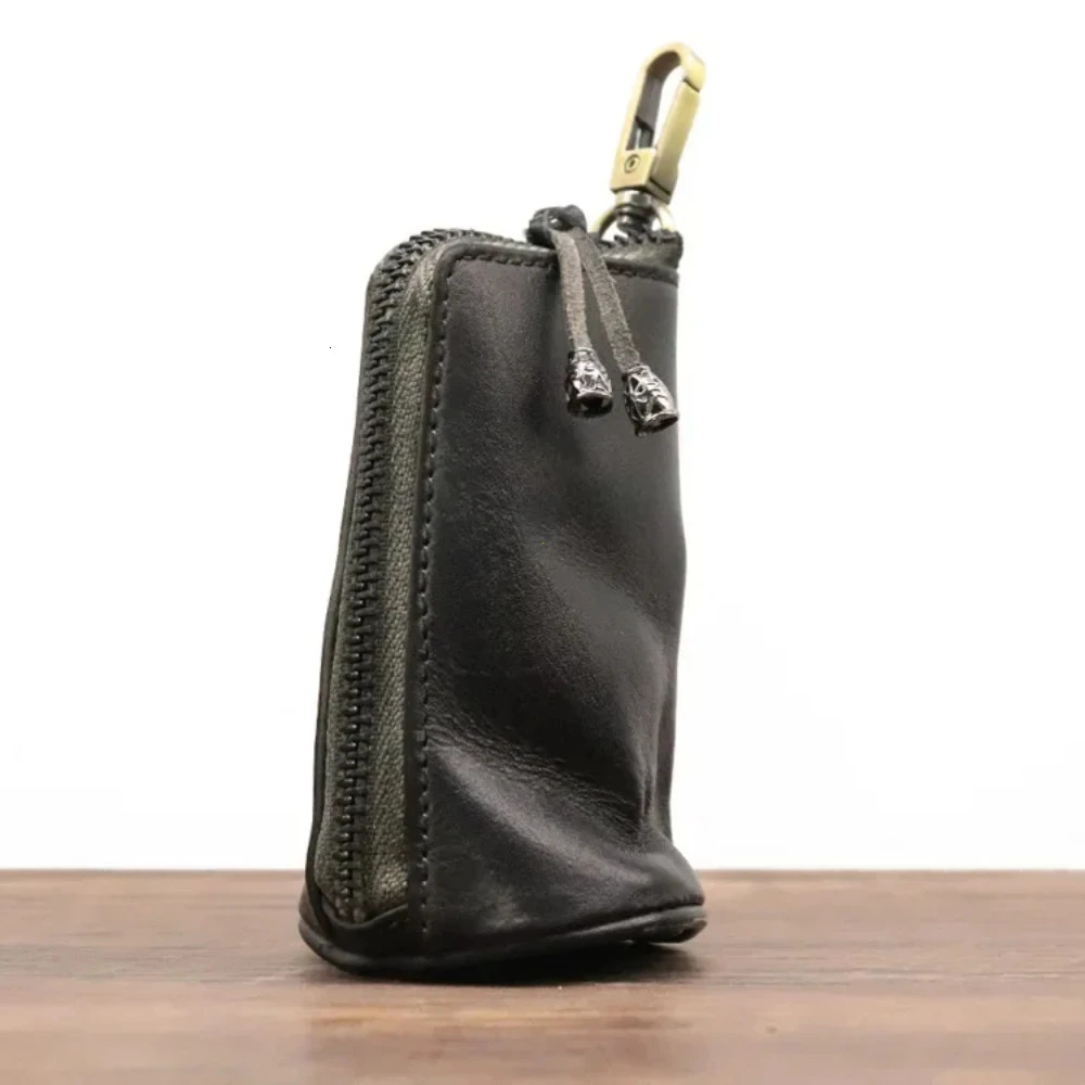 Arrival Men Genuine Leather Key Bag Chain Holder Fashion Zipper Home Storage Double Pack Car for Man 250311
