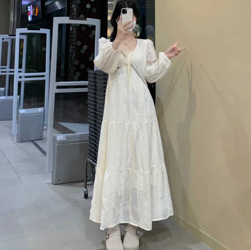 2025 Spring Long Loose Maternity Party Dress Sweet Embroidery Lace Dress Elegant Pregnant Woman Dobby Ball Gown Dresses SweetT250311