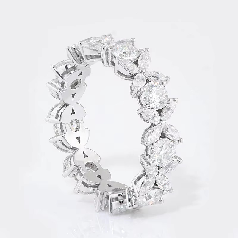 Top Sales Fine Jewelry 14K Gold Wedding Ring Marquise Cut Custom VVS Moissanite Unique Design Rings for Women for Gift