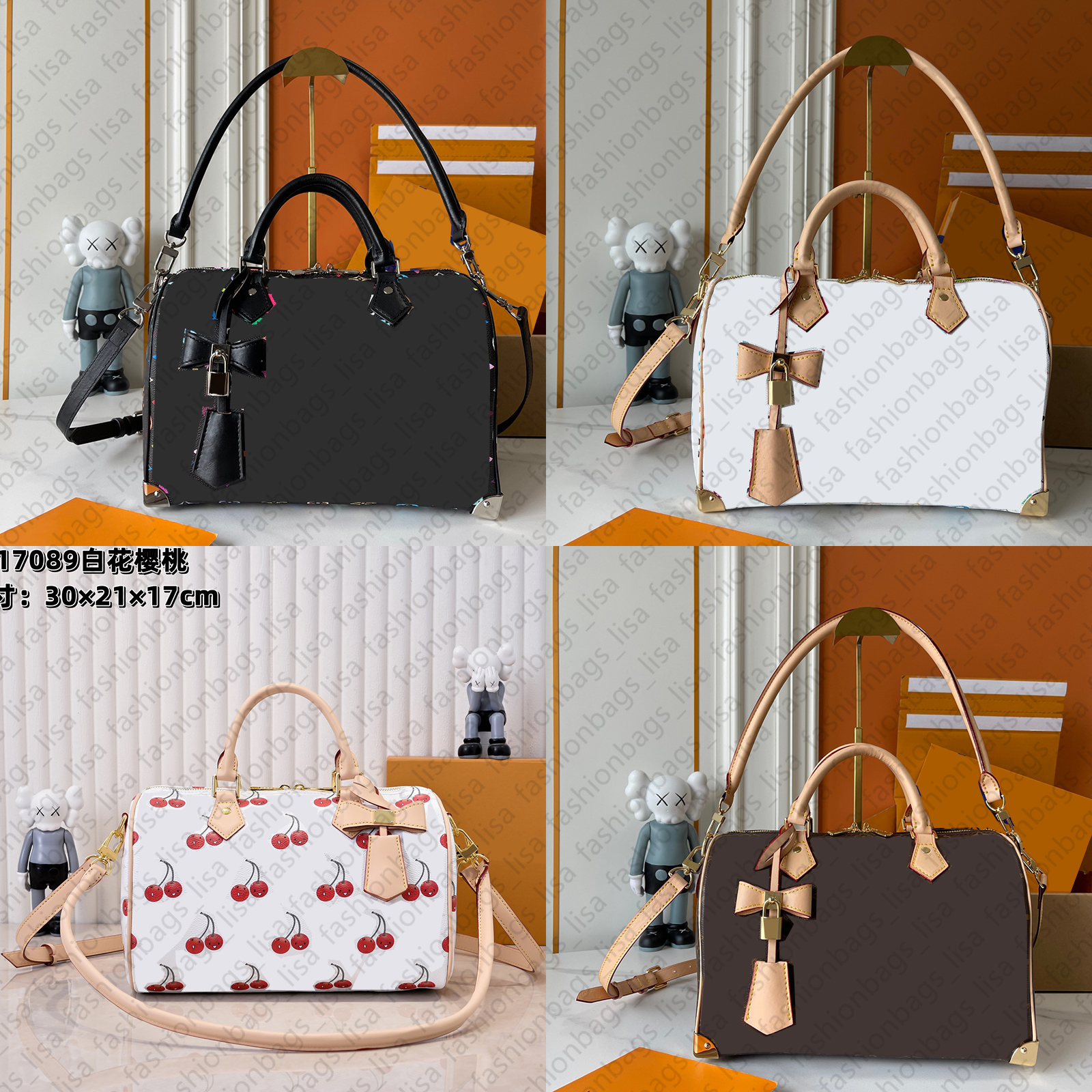 luxury retro bag crossbody designer bags cherry shoulder bag fashion letters print vintage bag handbags purse travel messenger bags for women Takashi Murakami bags