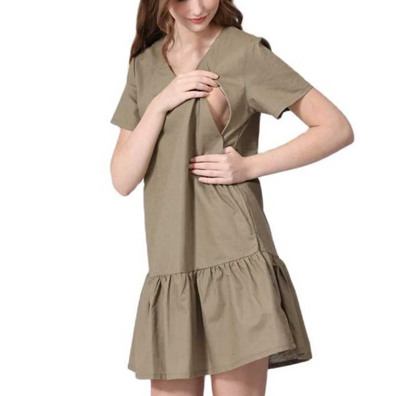 Summer Maternity Nursing Invisible Zipper Nursing Dress Pregnancy Maternity Top Lactation Clothing Breastfeeding For PregnantT250311