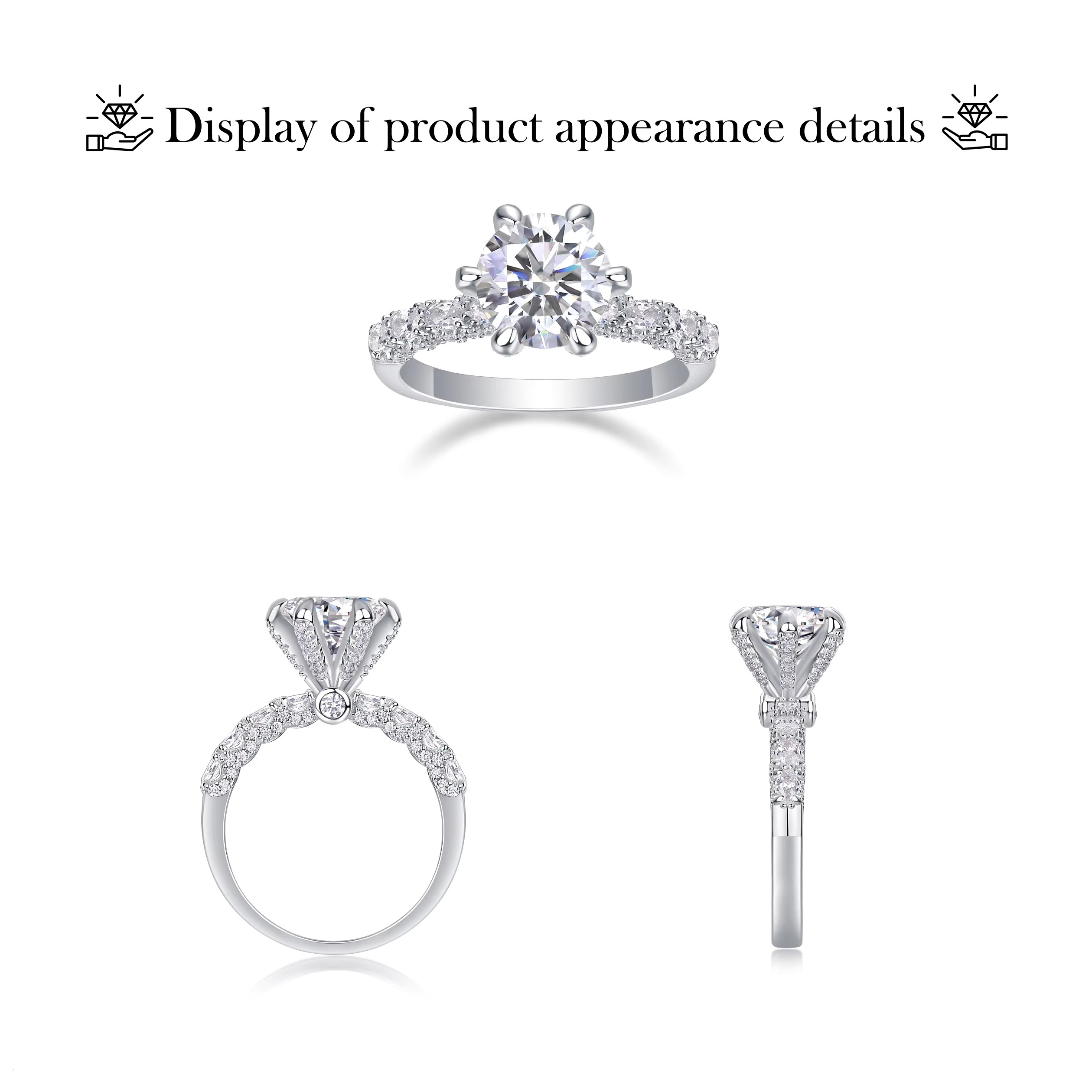 Wholesale Factory Price Moissanite Jewelry 925 Silver Iced Out Diamond Rings Moissanite Ring