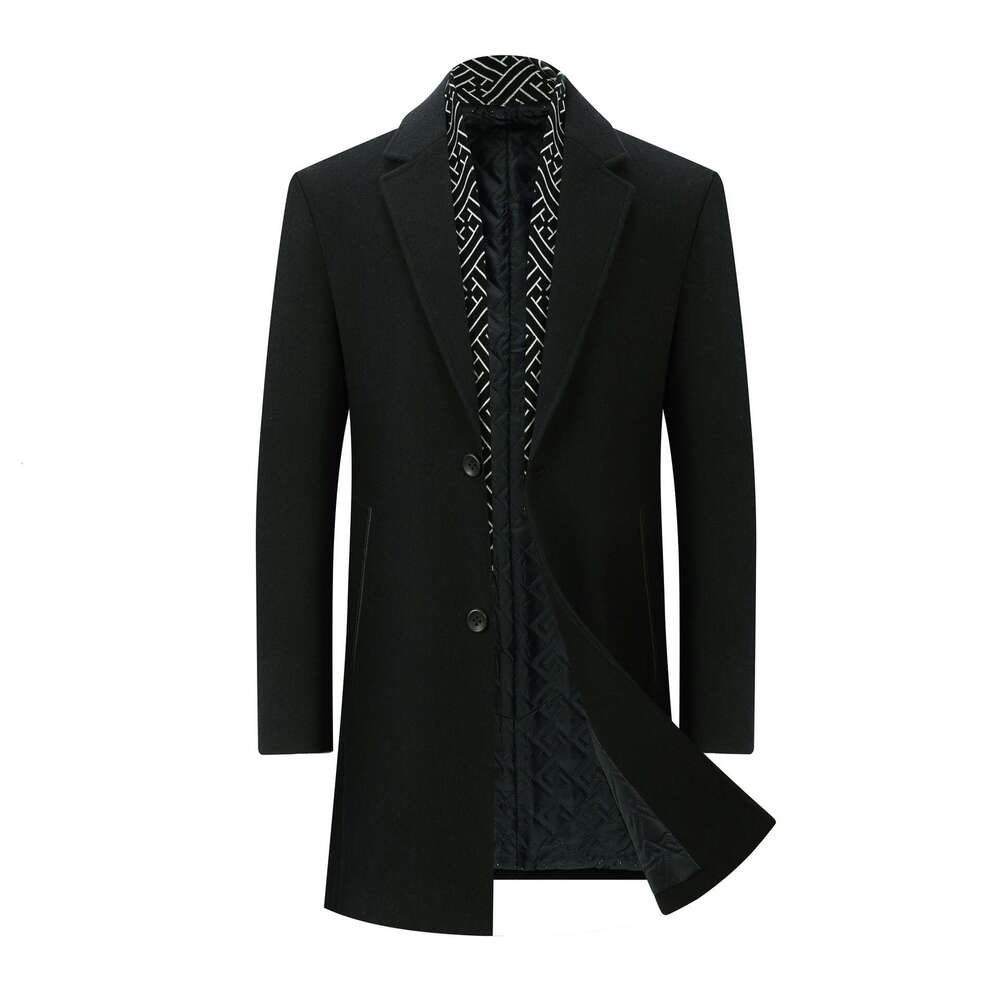 2023 Autumn/Winter New Windbreaker Suit Collar Business Casual Mid Length Dad's Fur Coat Men's