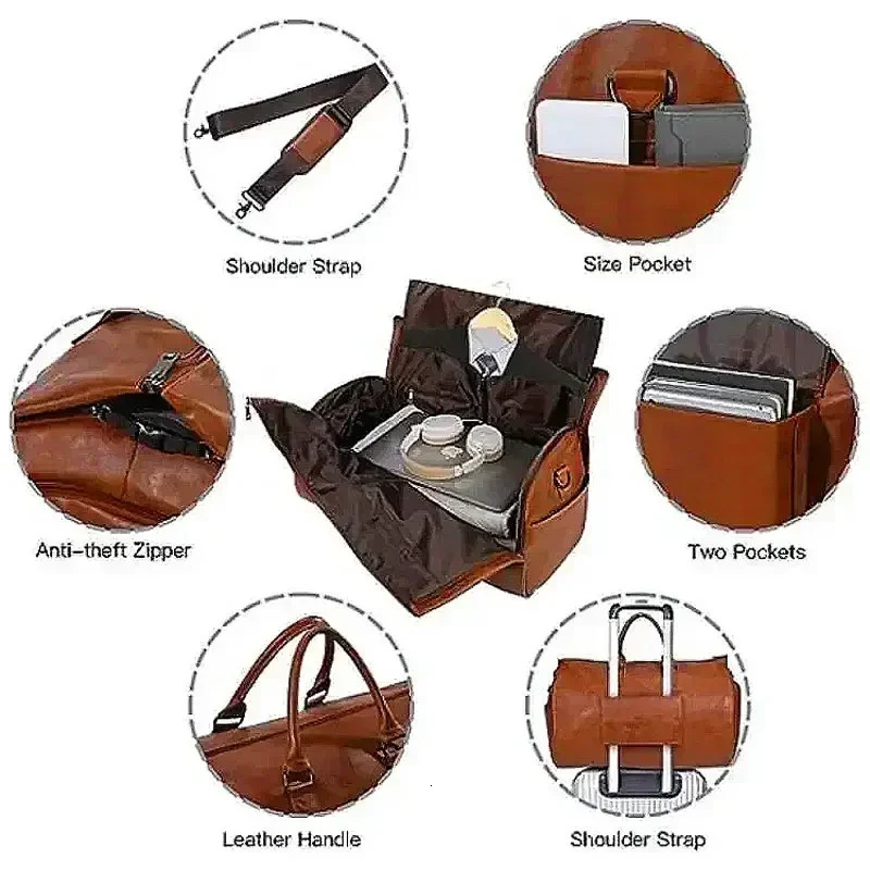52cm205inch Convertible Travel Clothing Bag CarryOn Duffle 2in1 Hanging Luggage Set Business medium size luggage 250311