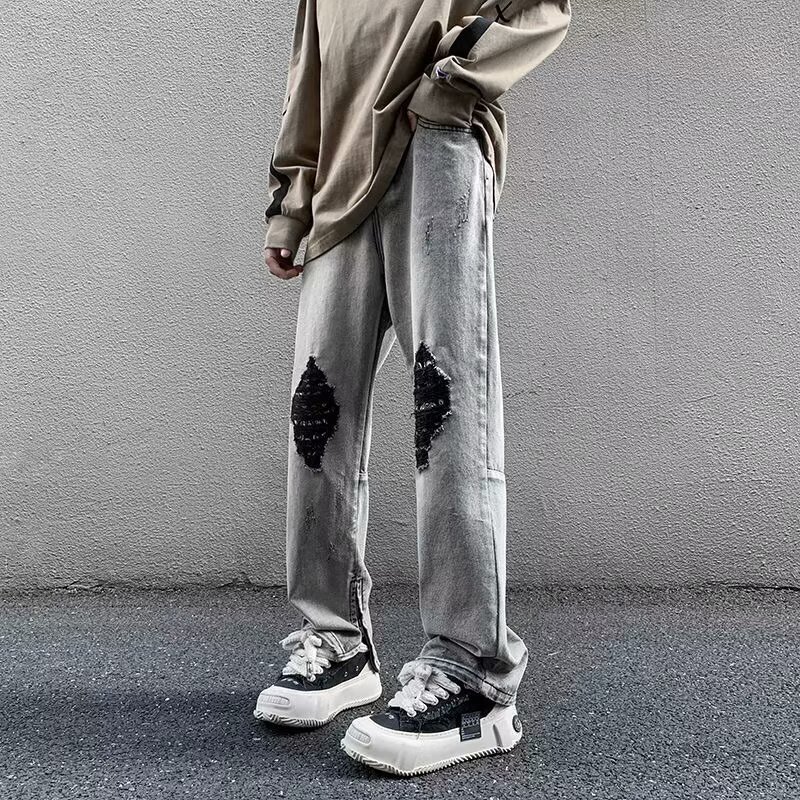 2025 Summer Split Jeans New High Street Trendy Vibe Designer Fashion Men s Pants Split Pants Street Hip Hop Apparel