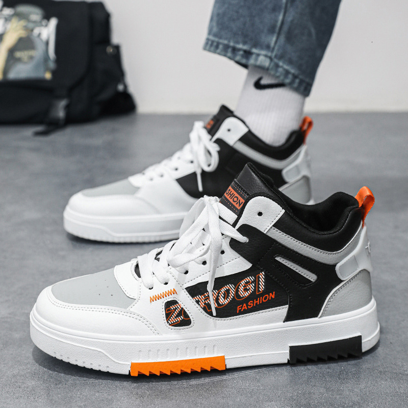 Spring Versatile Sports Little White 2025 New Comfortable Men's Trendy Middle School Boys High Top Casual Board Shoes