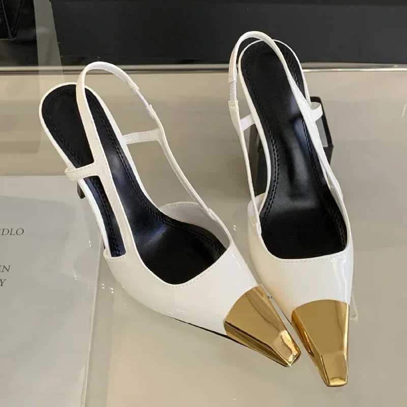 Sexy Metal Square Toe Patent Leather Thin High H Fashion hot Brand Sandals Fem Designer Party Banquet Shoes Wen Pumps Z250311