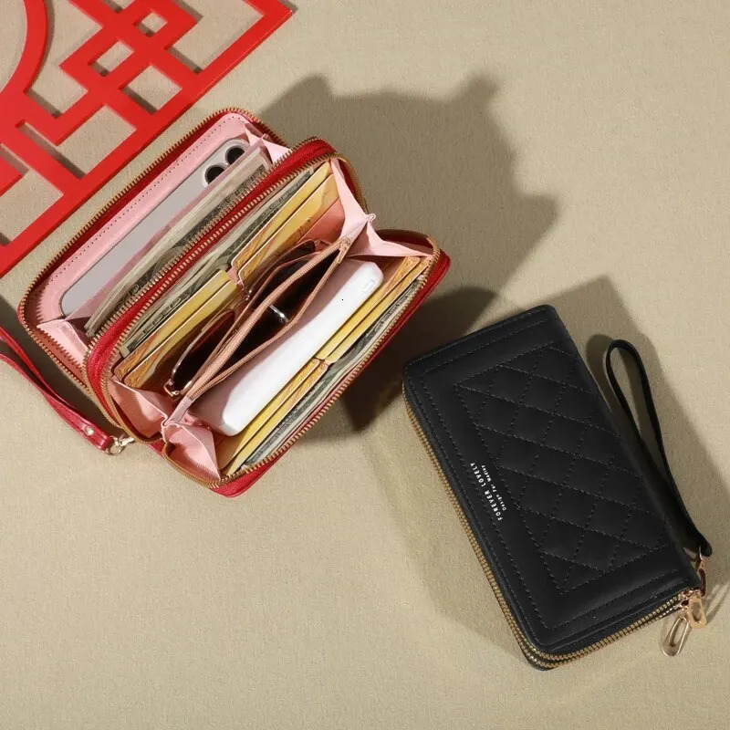 Long Womens Wallet Female Purses Tassel Coin Purse Card Holder Wallets Double Zipper Pu Leather Clutch y Money Phone Bag 250311