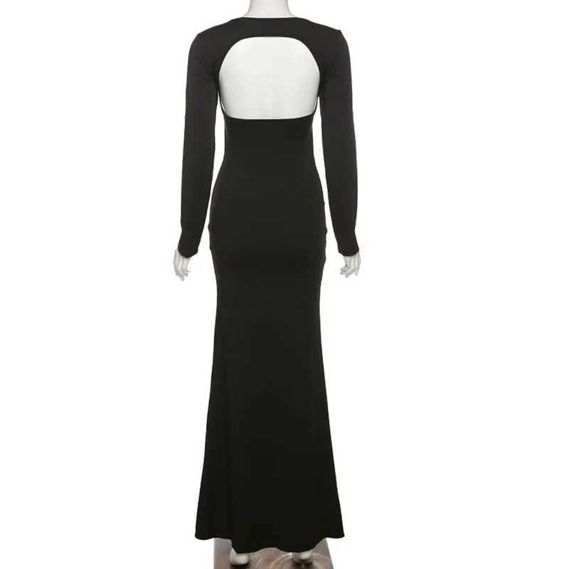 One piece black cut dress inspired by pregnant women Y2K fashion X250224