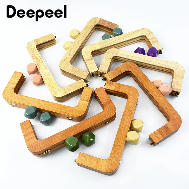 Deepeel 20cm Wooden Purse Frame Handbag Handles Women Woven Bags Wallet Clamp Handmade Closure Brackets DIY Bag Accessories 250311