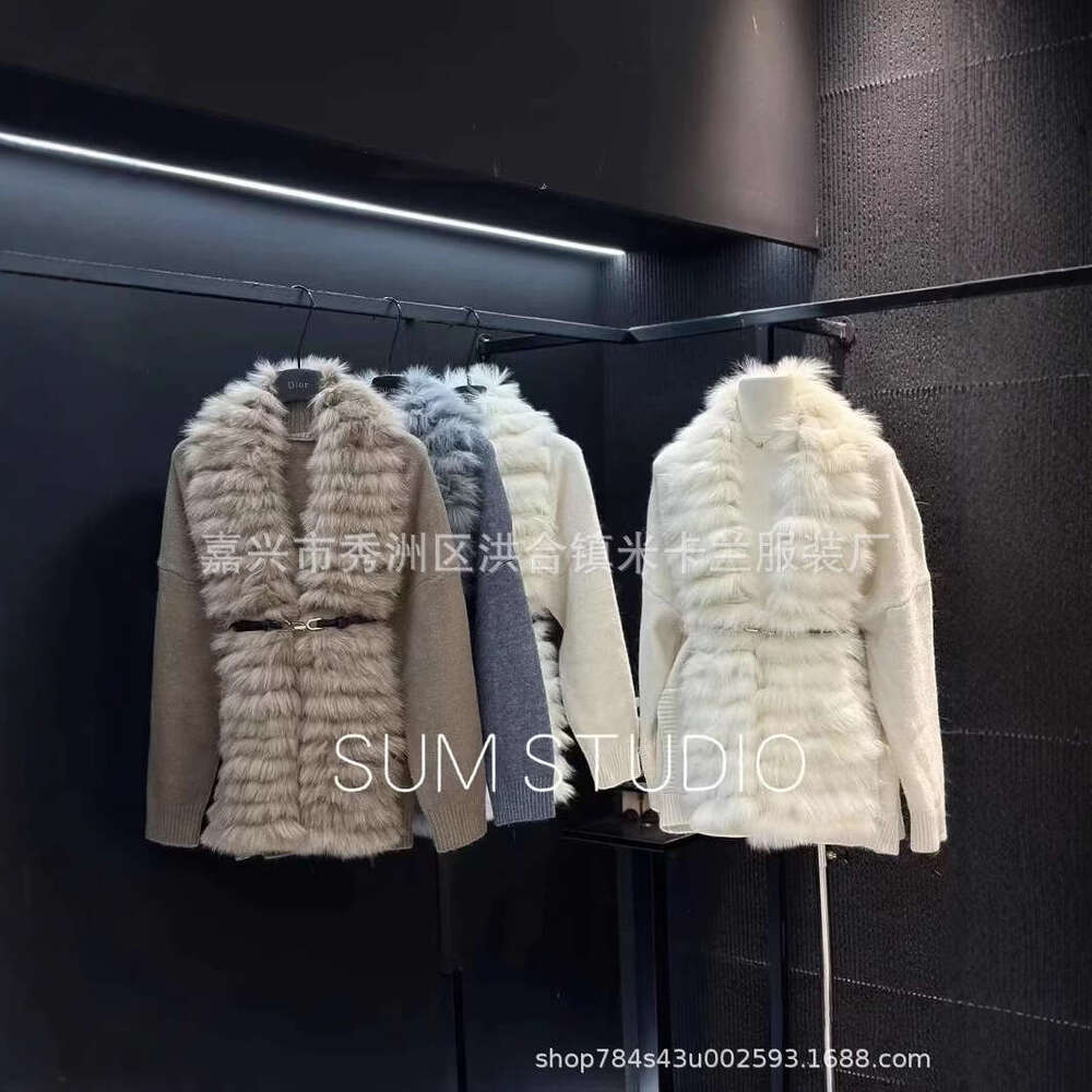 New Genuine Fox Women's Fur Cardigan Jacket, Knitted Sweater, Winter Fur, Spring And Autumn Goods Jacket