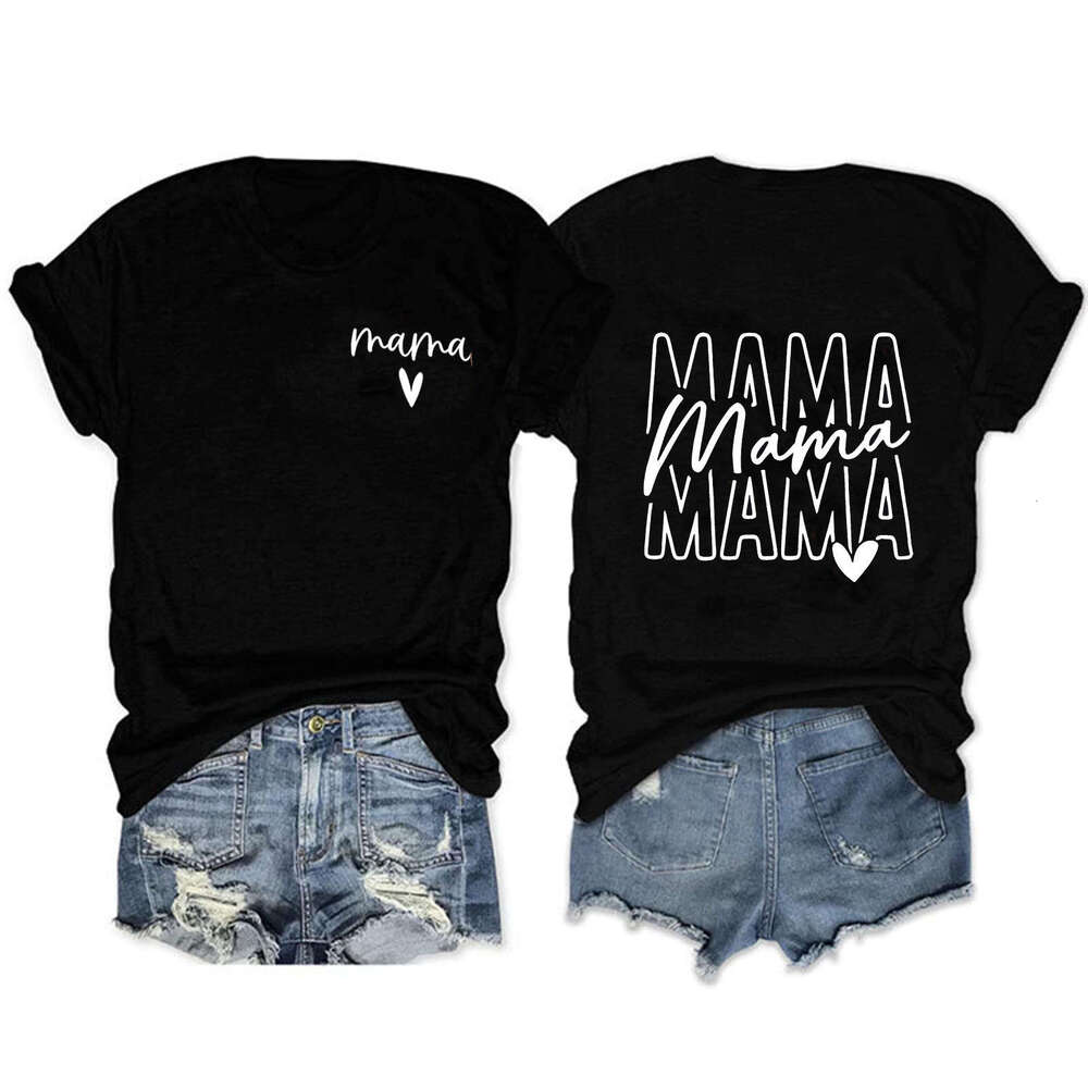Women's Top E-commerce Mama Printed Color Cotton T-shirt 2025 New Casual Fashion Trendy Clothing