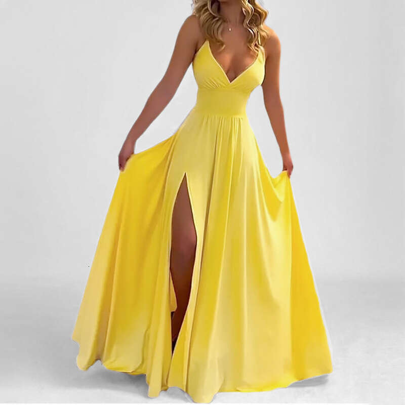 2025 Spring New Women's With Elegant Deep V-Neck Strap Dress Style KLMY