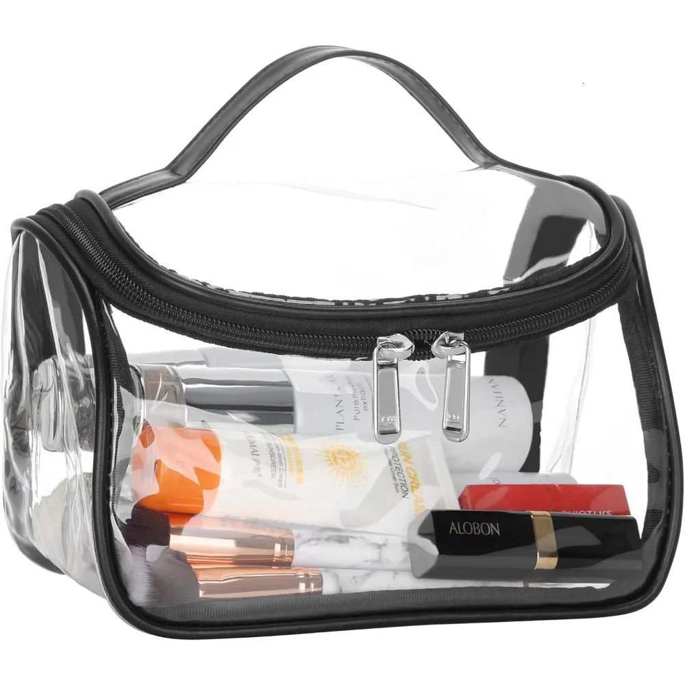 Clear Cosmetic Bag Waterproof Travel Cosmetics Storage Black 250311