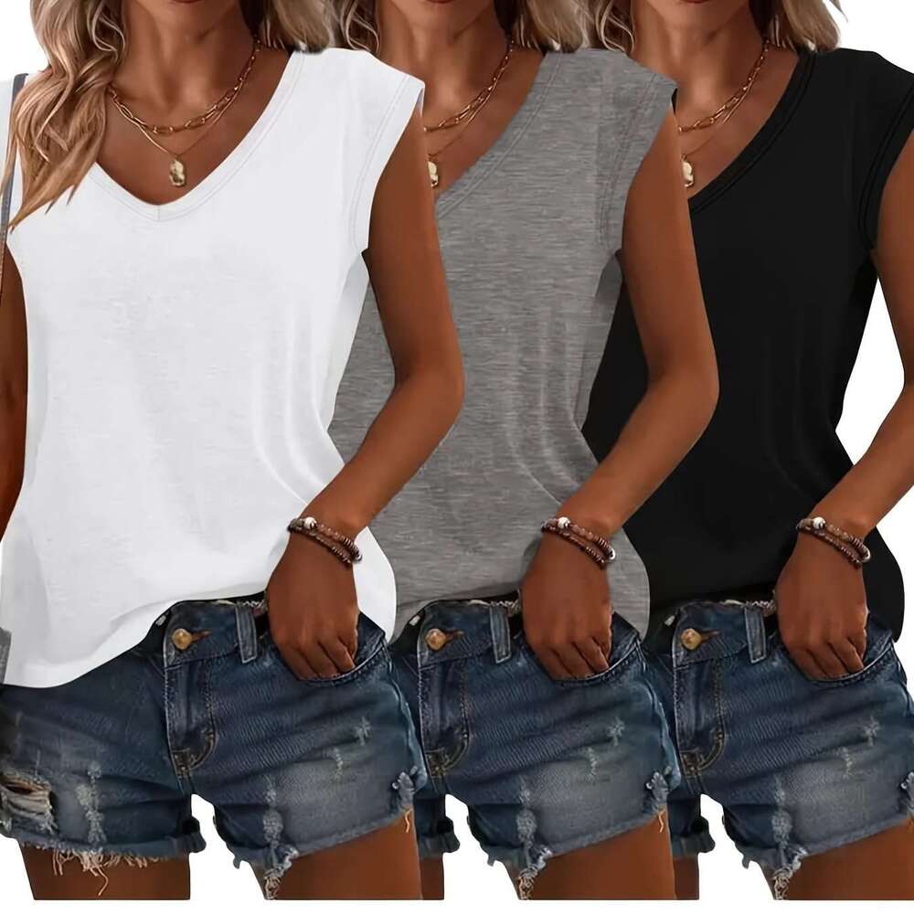 Large Size Short Sleeved V-neck Printed Loose Solid Color Urban Casual Pullover T-shirt for Women Graphic T Shirts Womens T Shirt Clothes