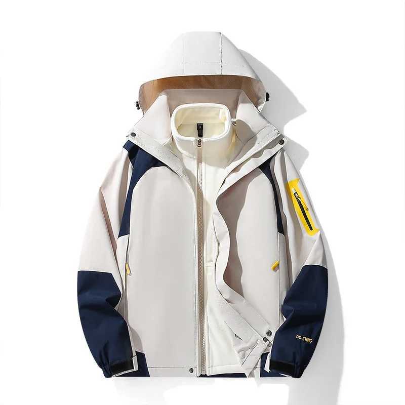 Outdoor Waterproof Suits Men Women Two-pieces Sets 3 in 1 Thick Warm Coats Camping Windbreaker Winter Coat Hiking Size XS-5XLT250311